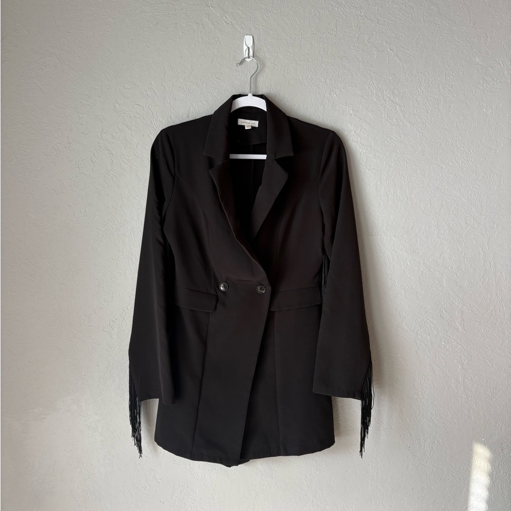 Black Fringe Blazer Romper